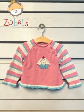 Zubels Pink Cupcake Knit Long-Sleeve Sweater